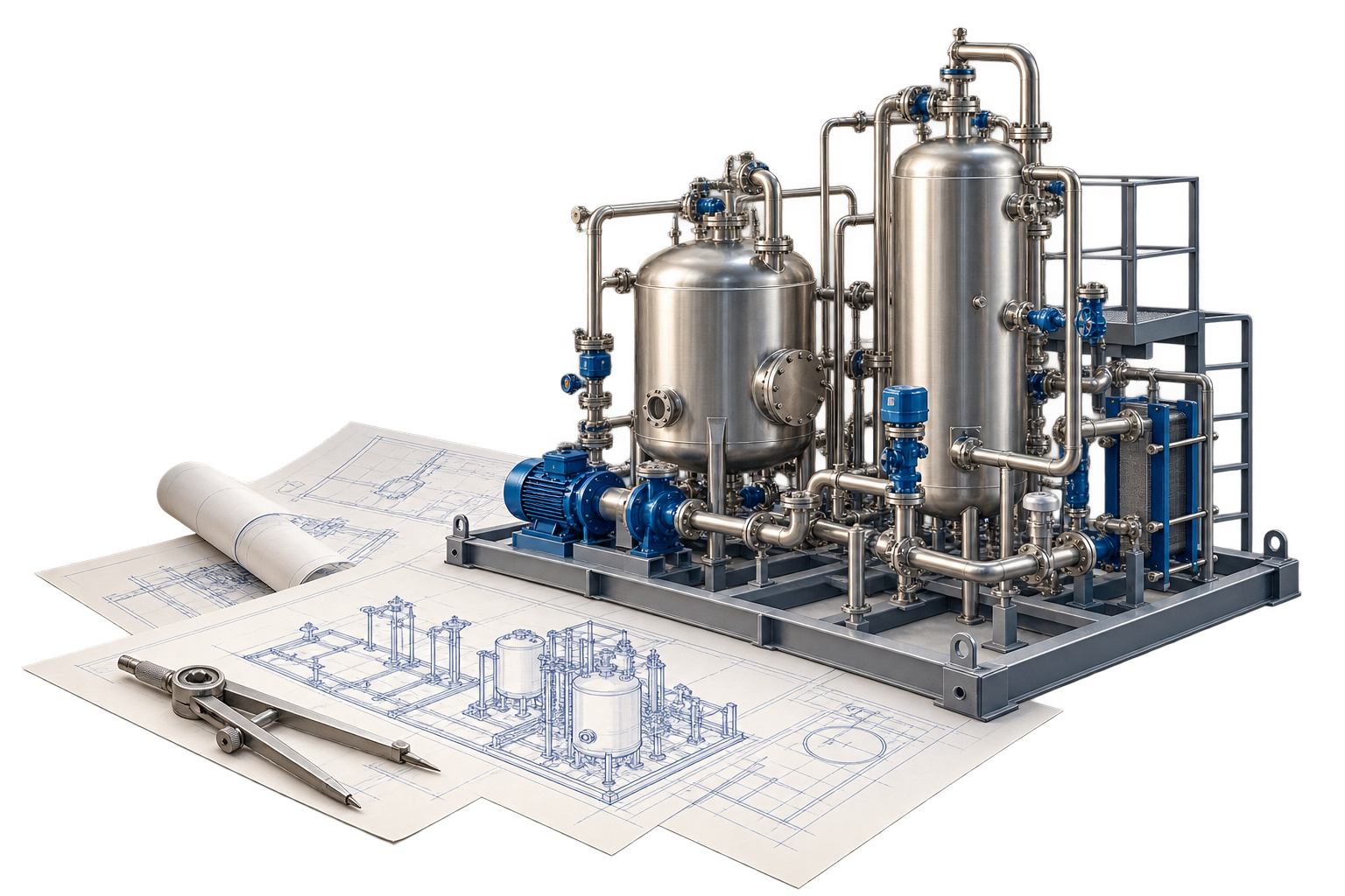 Industrial process equipment and engineering drawings