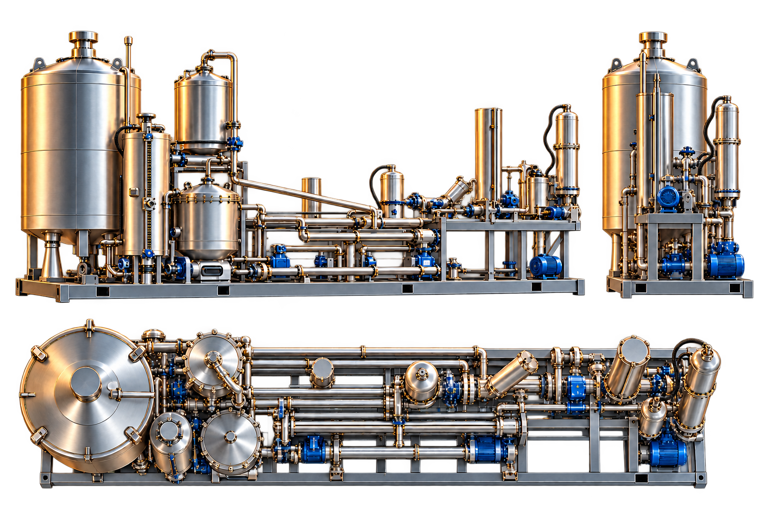 Industrial unit for the regeneration of used oils